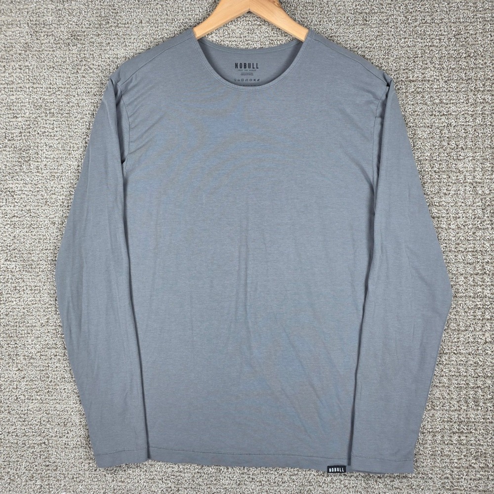Nobull Mens Large Gray‎ Long Sleeve Training Shirt Modal Cotton Lycra Blend Soft